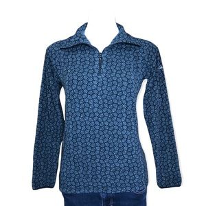 COLUMBIA Lightweight Top 1/4 Zip Patterned Fleece Sweatshirt Gray Black Small